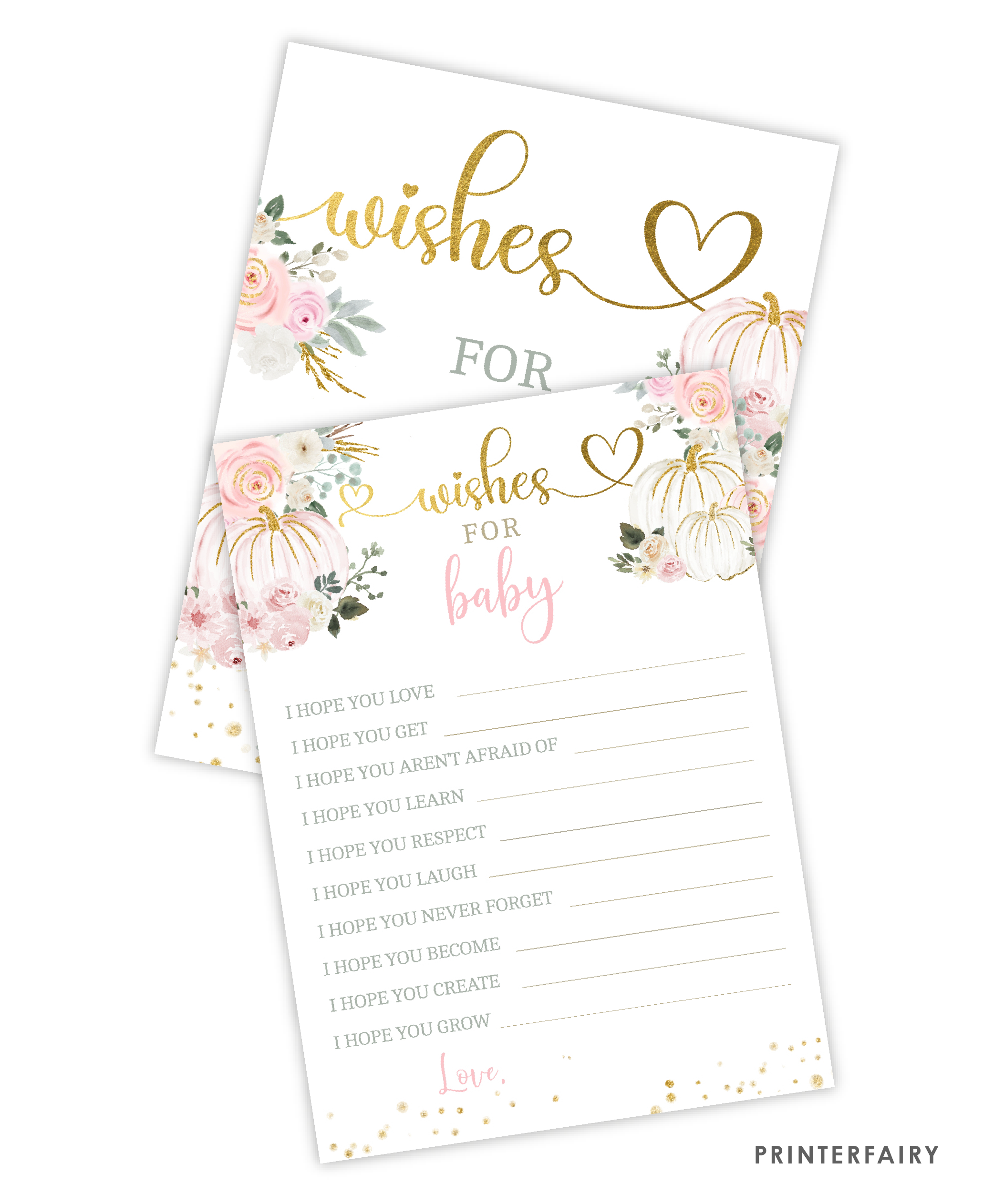 Pink Gold Pumpkin Wishes For Baby