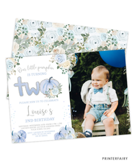 Little Pumpkin Second Birthday Invitation with Photo