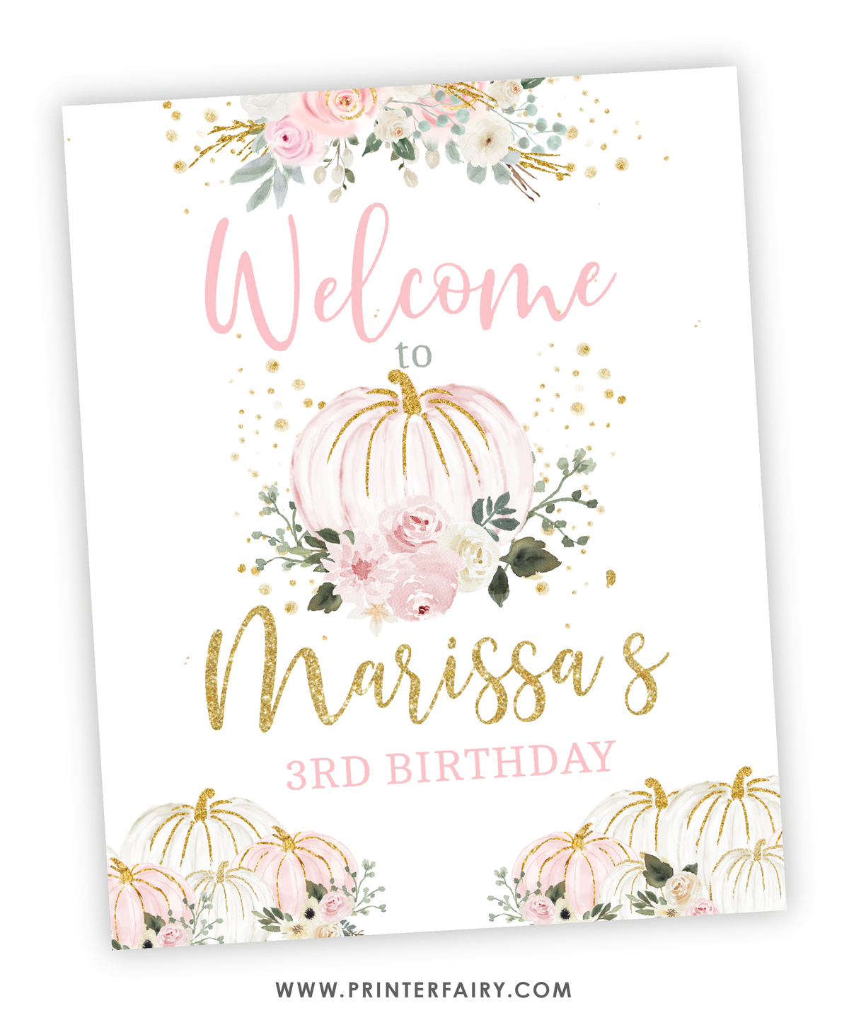 Floral Pumpkin Welcome Sign