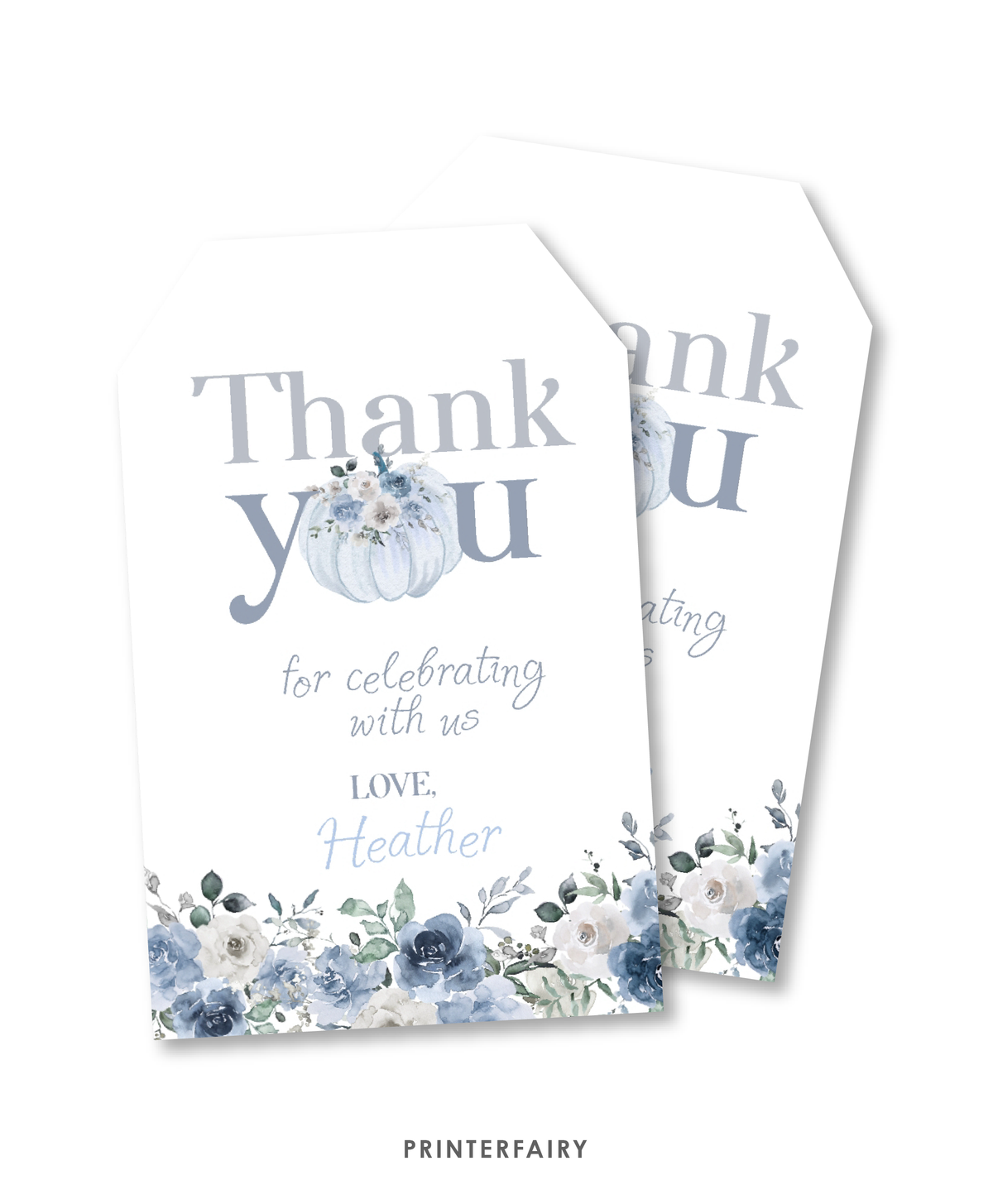 Dusty Blue Pumpkin Favor Tags