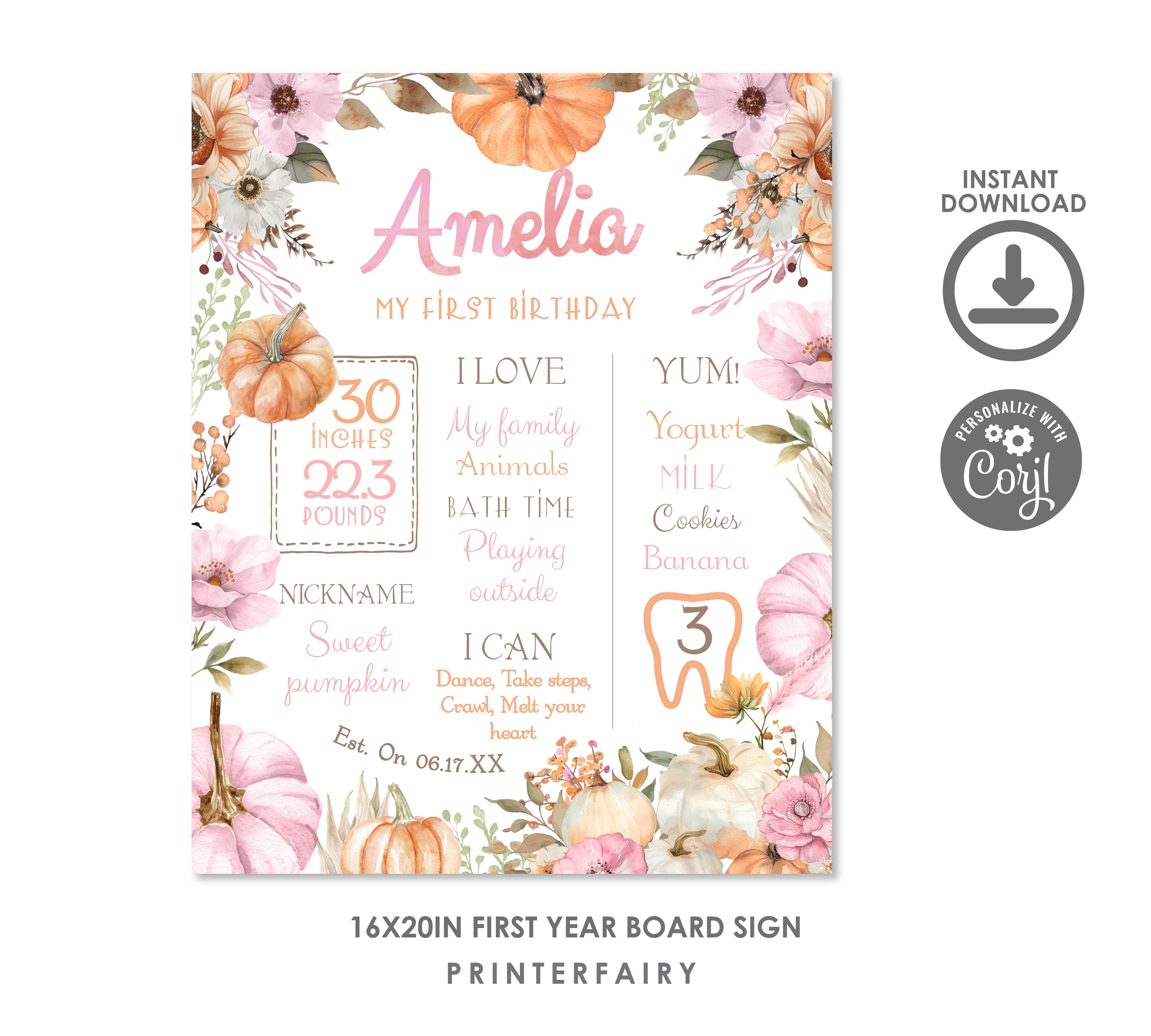 Little Pumpkin Milestones Board