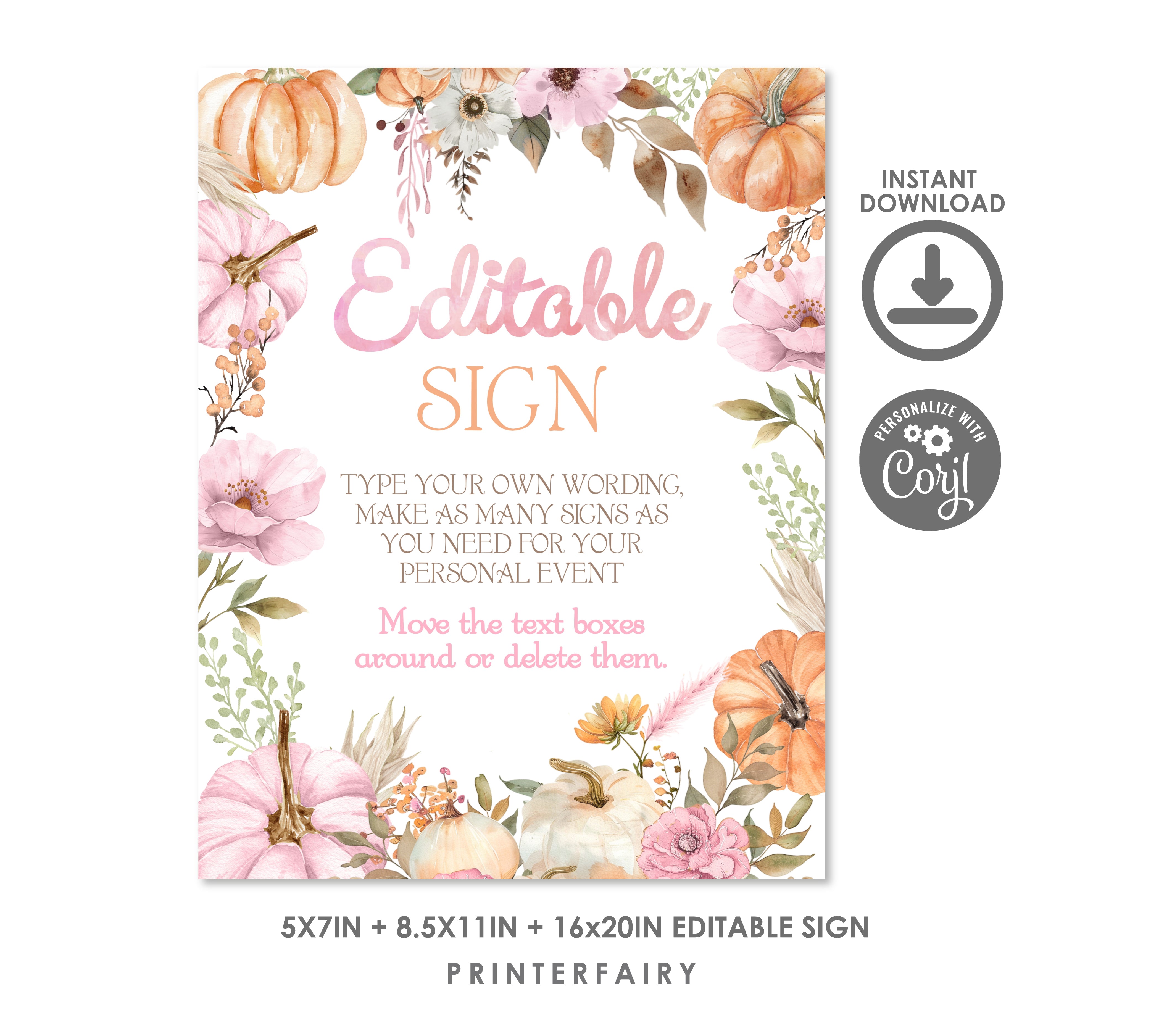 Little Pumpkin Editable Sign