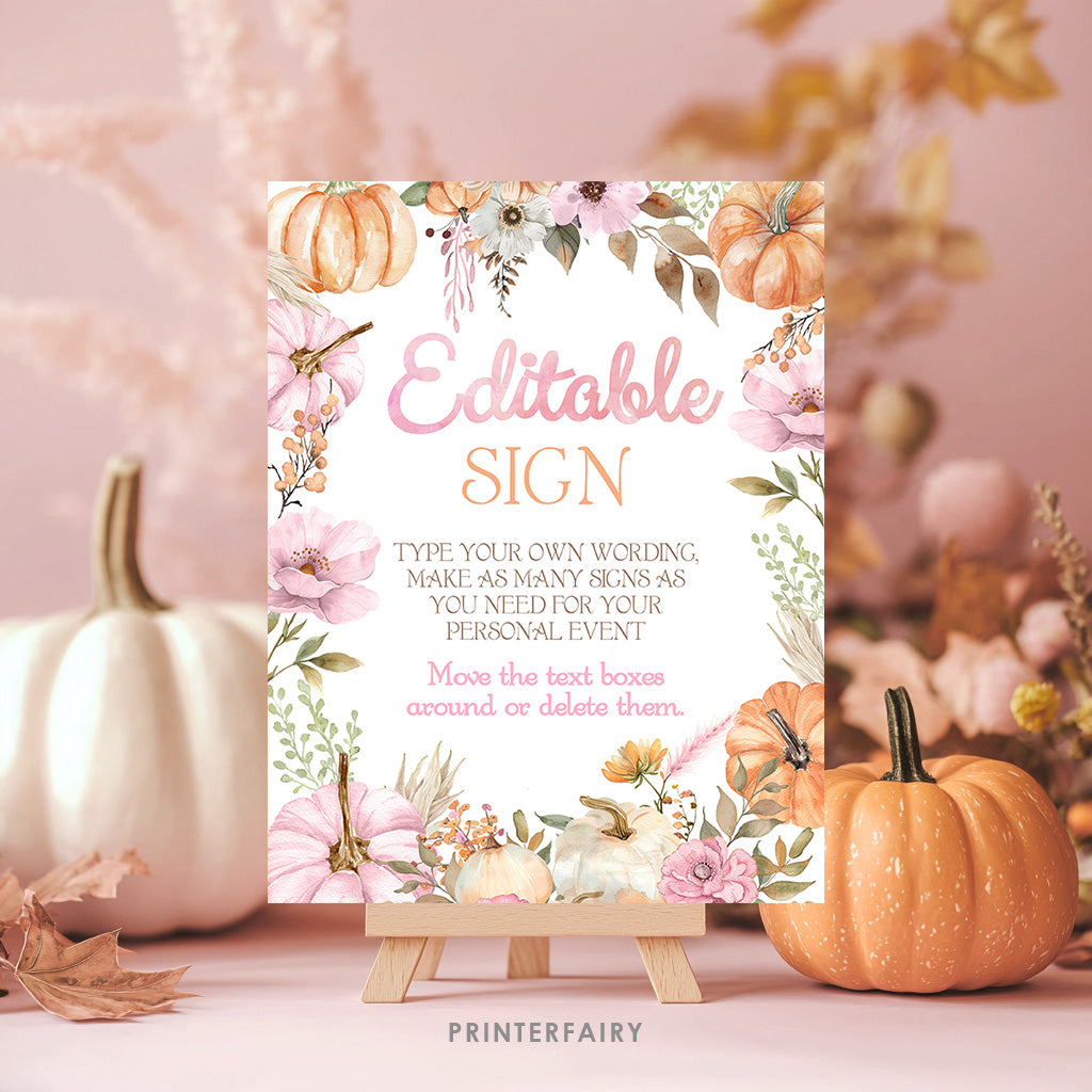 Little Pumpkin Editable Sign