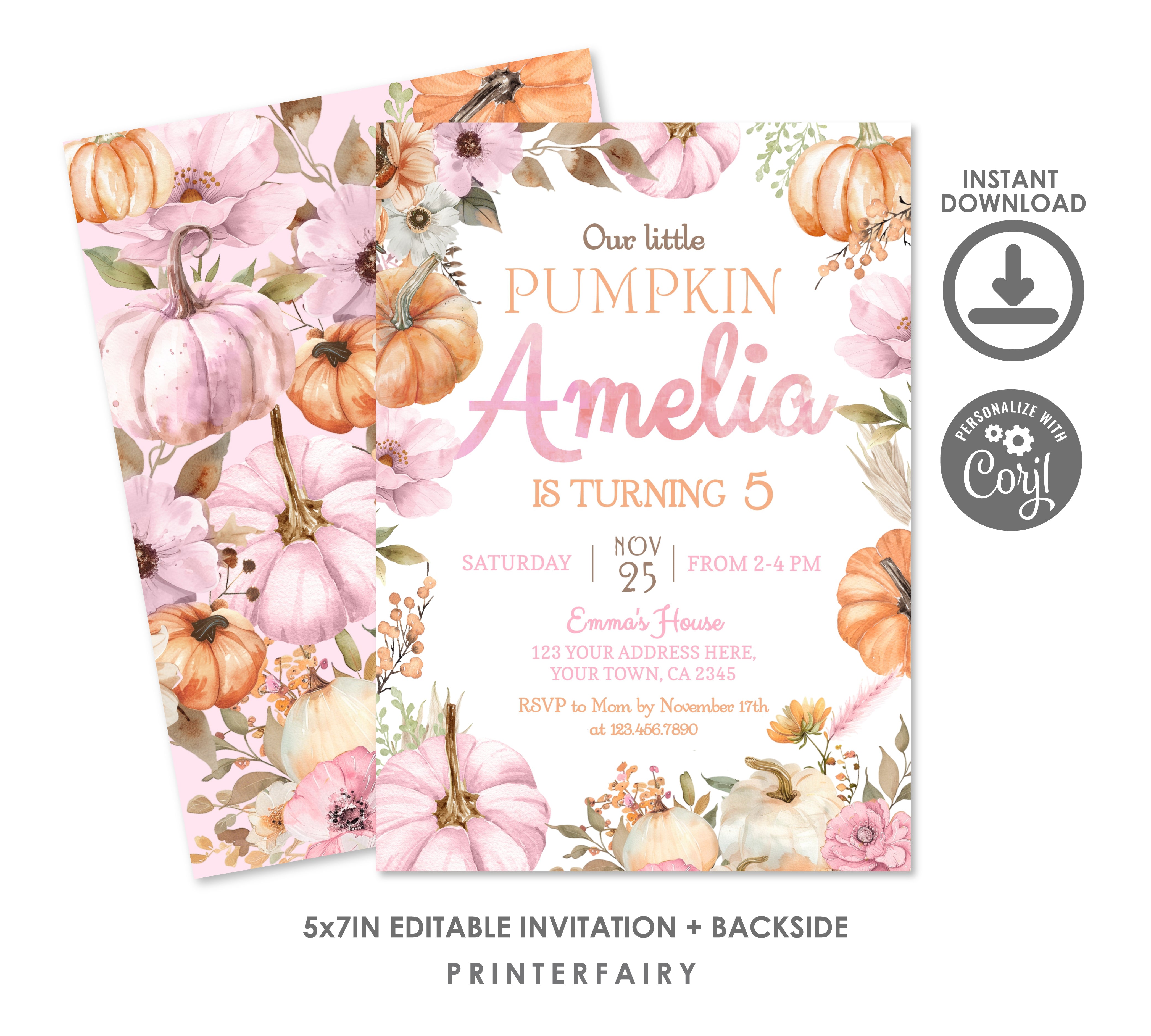 Little Pumpkin Birthday Invitation
