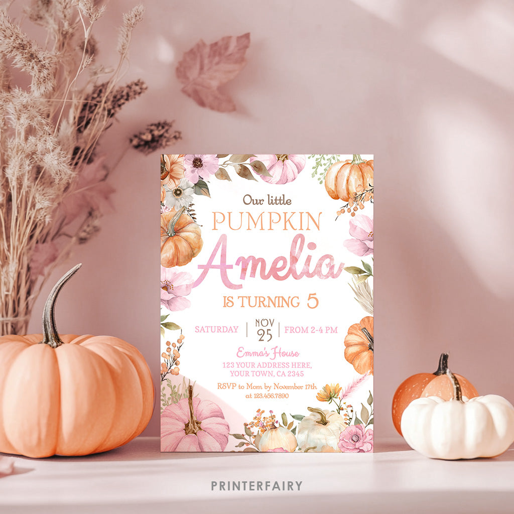 Little Pumpkin Birthday Invitation