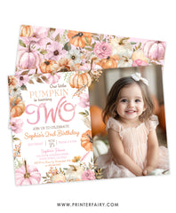 Little Pumpkin Birthday Invitation with Photo