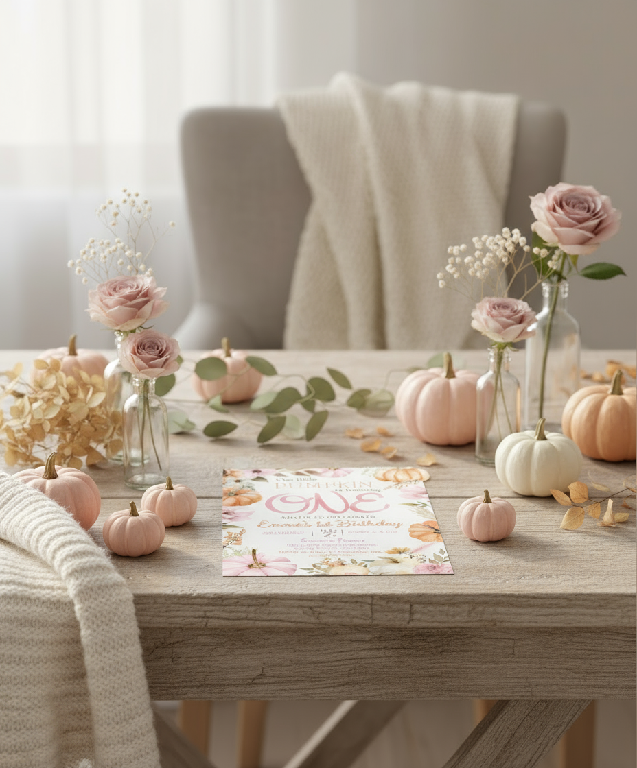 Little Pumpkin 1st Birthday Invitation with Photo