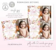 Little Pumpkin 2nd Birthday Invitation with Photo
