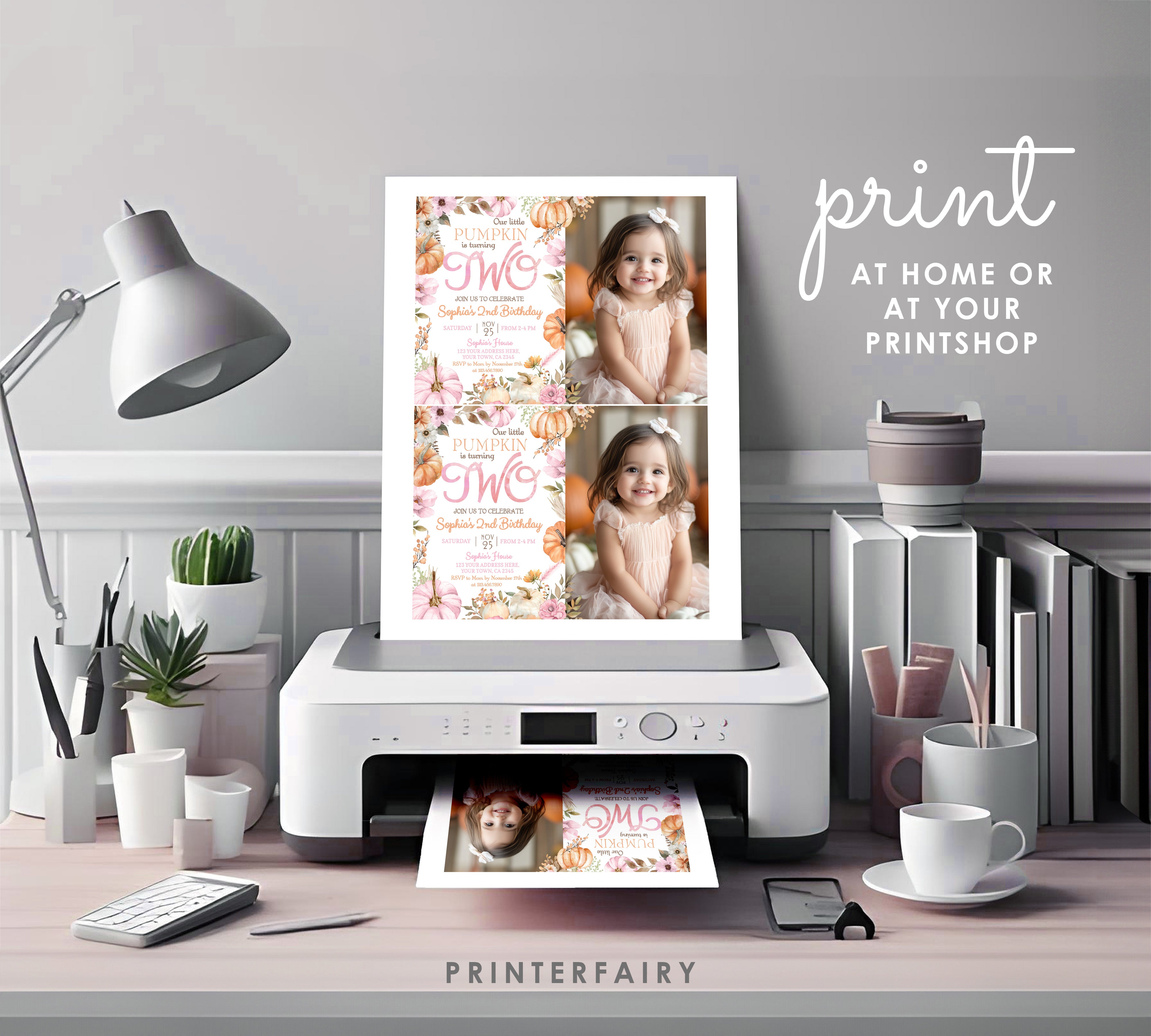 Little Pumpkin 2nd Birthday Invitation with Photo