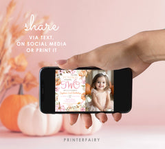 Little Pumpkin 2nd Birthday Invitation with Photo