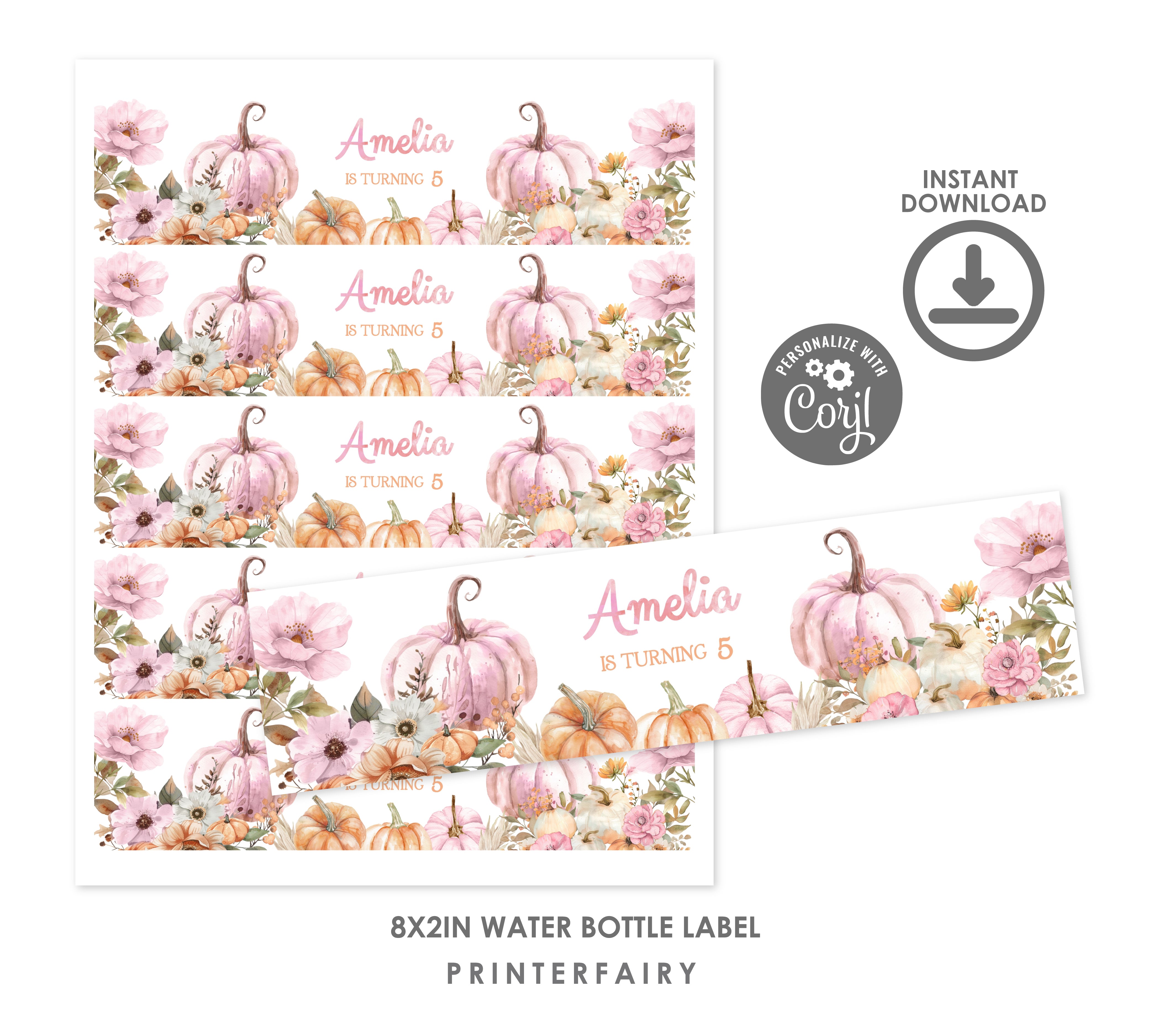 Little Pumpkin Water Bottle Label