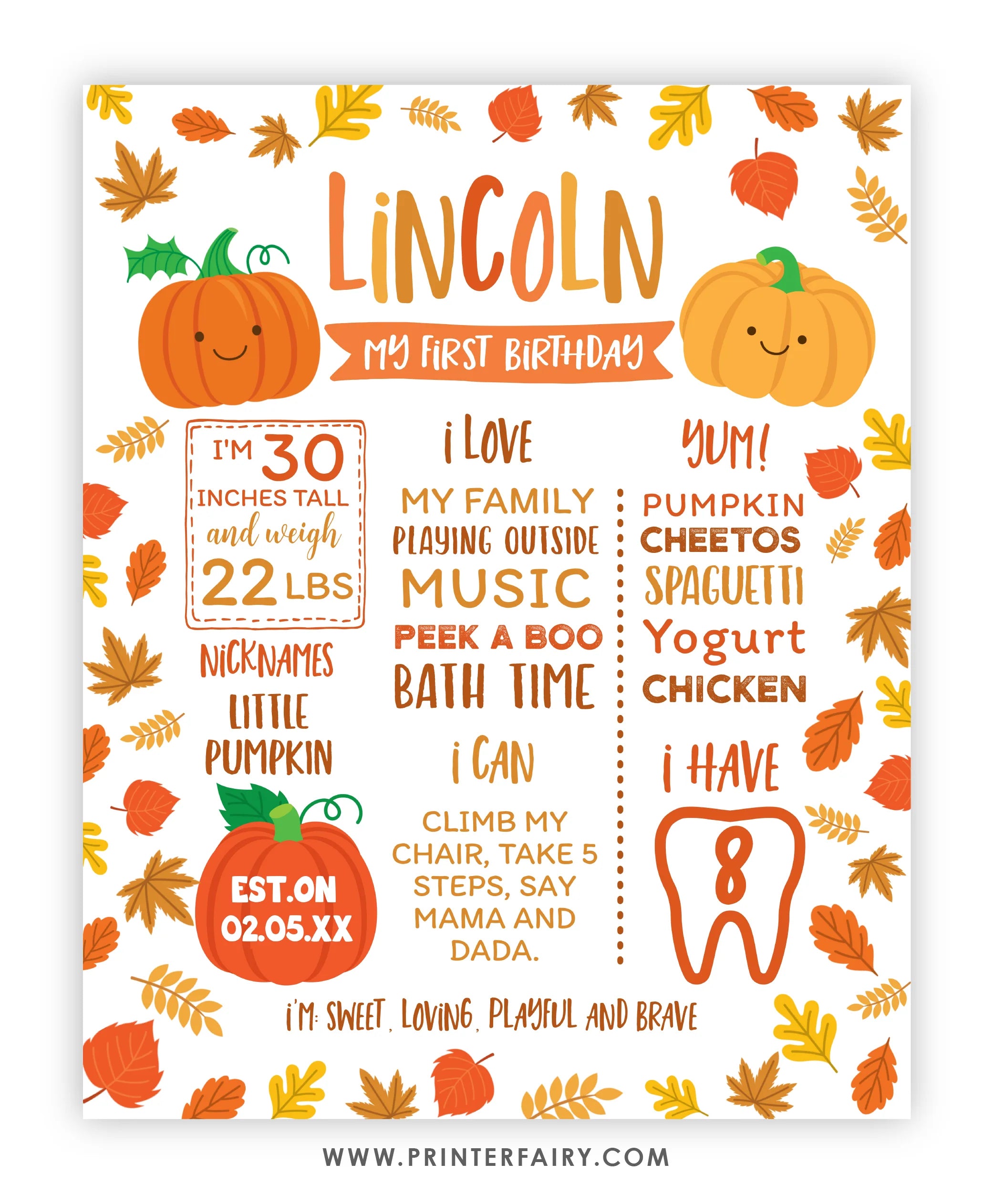 Little Pumpkin 1st Birthday Editable Template Bundle