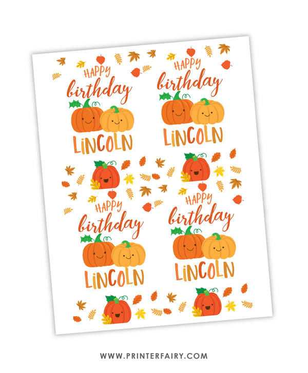 Little Pumpkin Birthday Drink Pouch Label