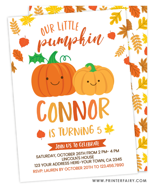Little Pumpkin Birthday Invitation