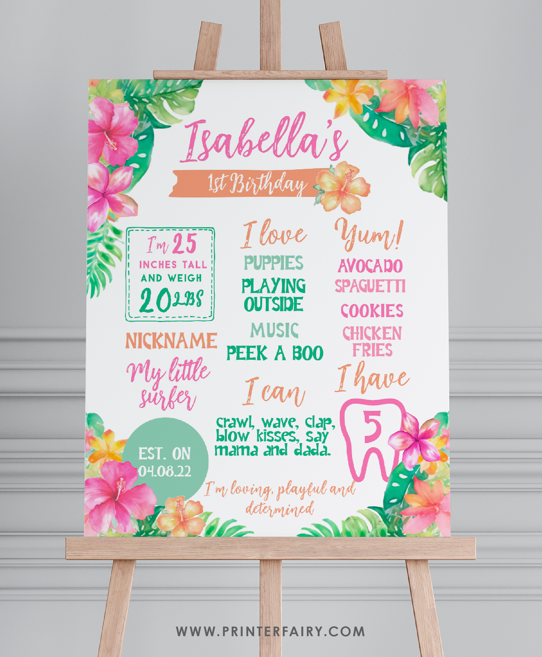 Luau First Birthday Board