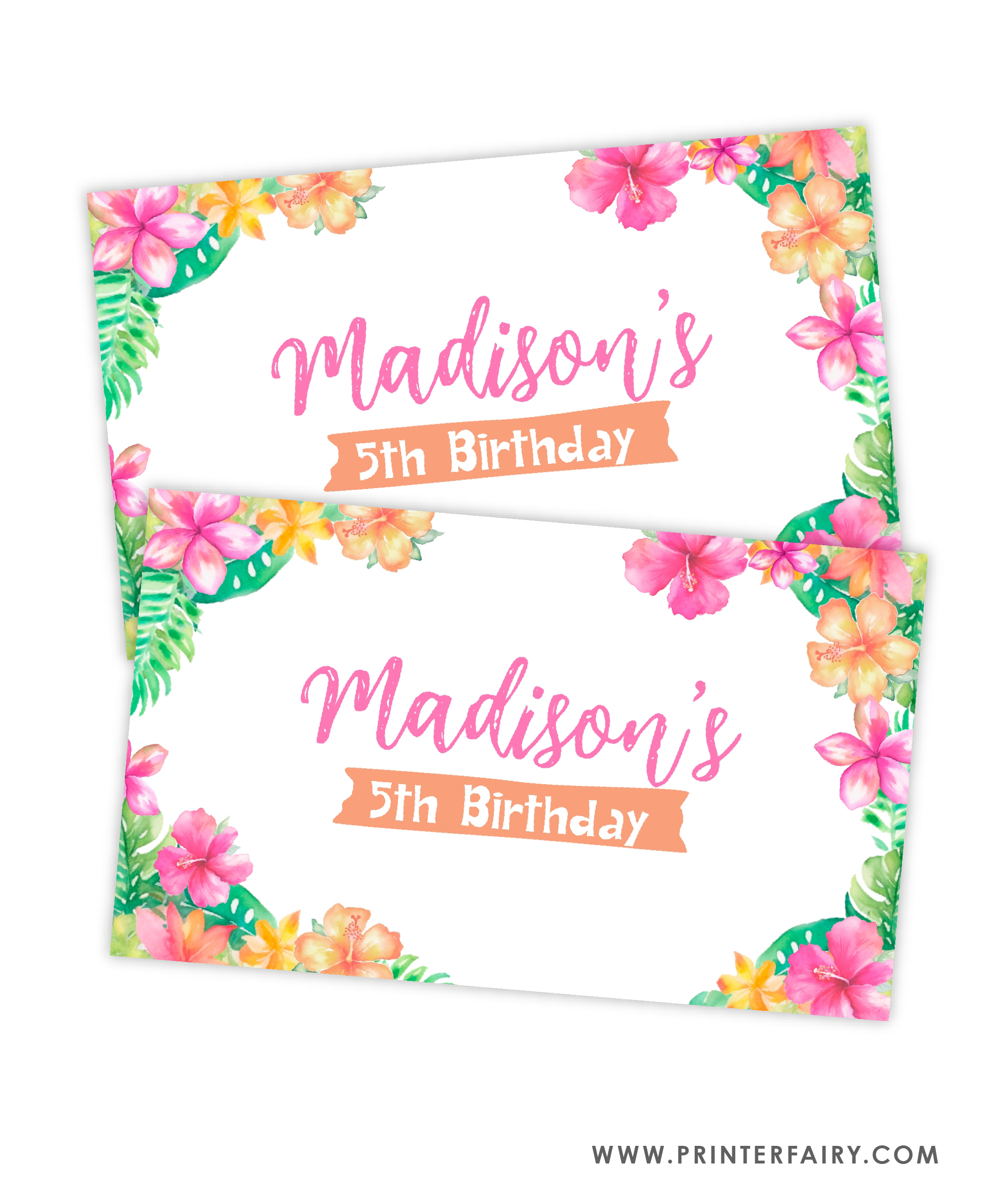 Luau Birthday Party Gable Box Label