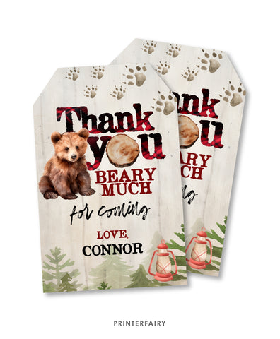 Bear Lumberjack Favor Tags