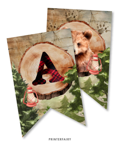 Bear Lumberjack Birthday Banner