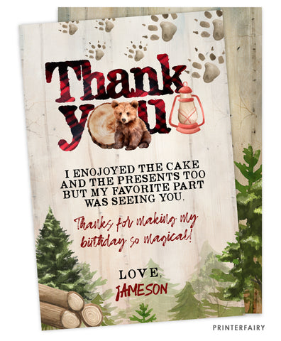 Bear Lumberjack Thank You Card