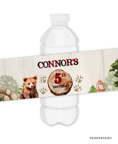 Bear Lumberjack Water Bottle Label