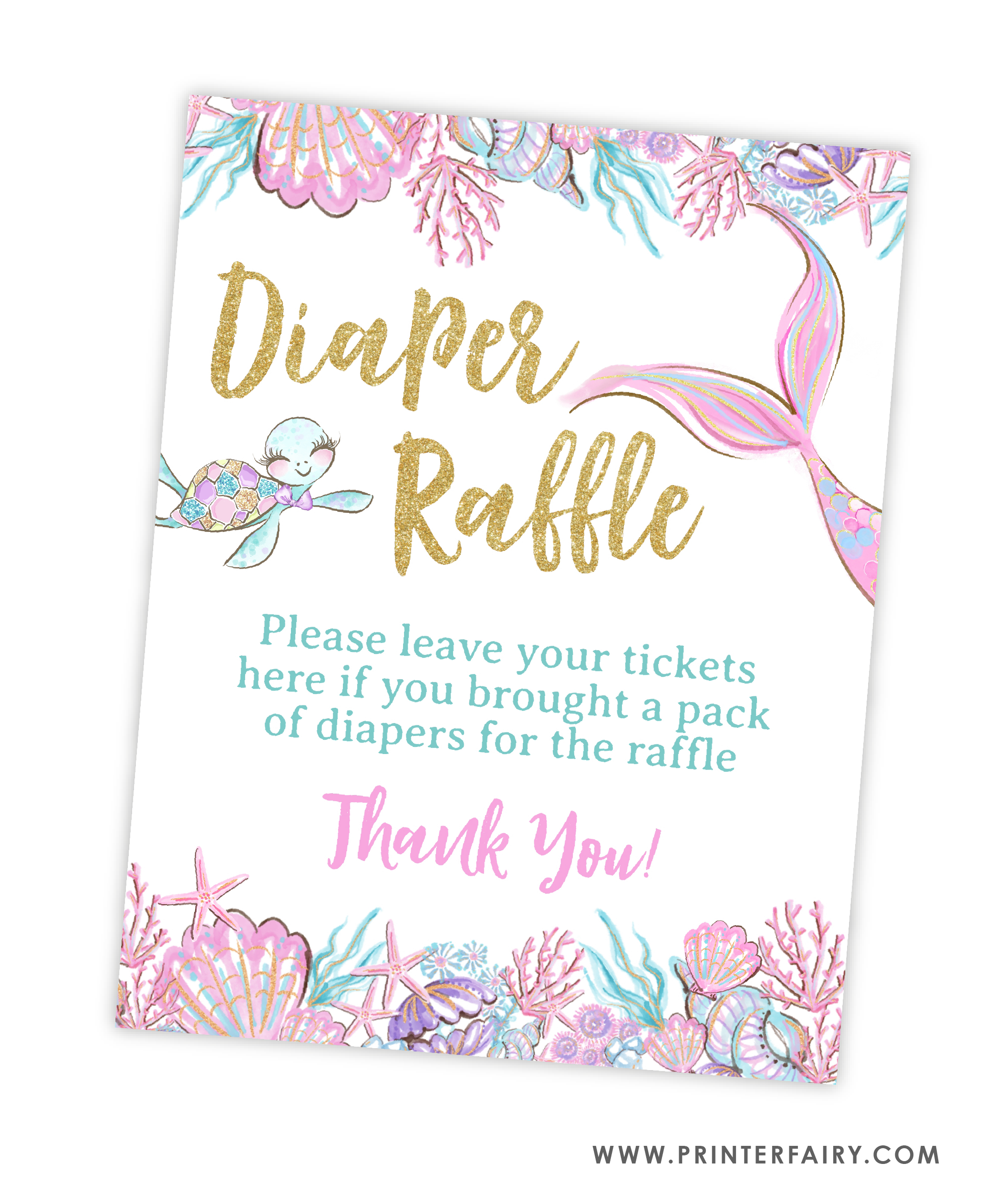 Mermaid Baby Shower Diaper Raffle