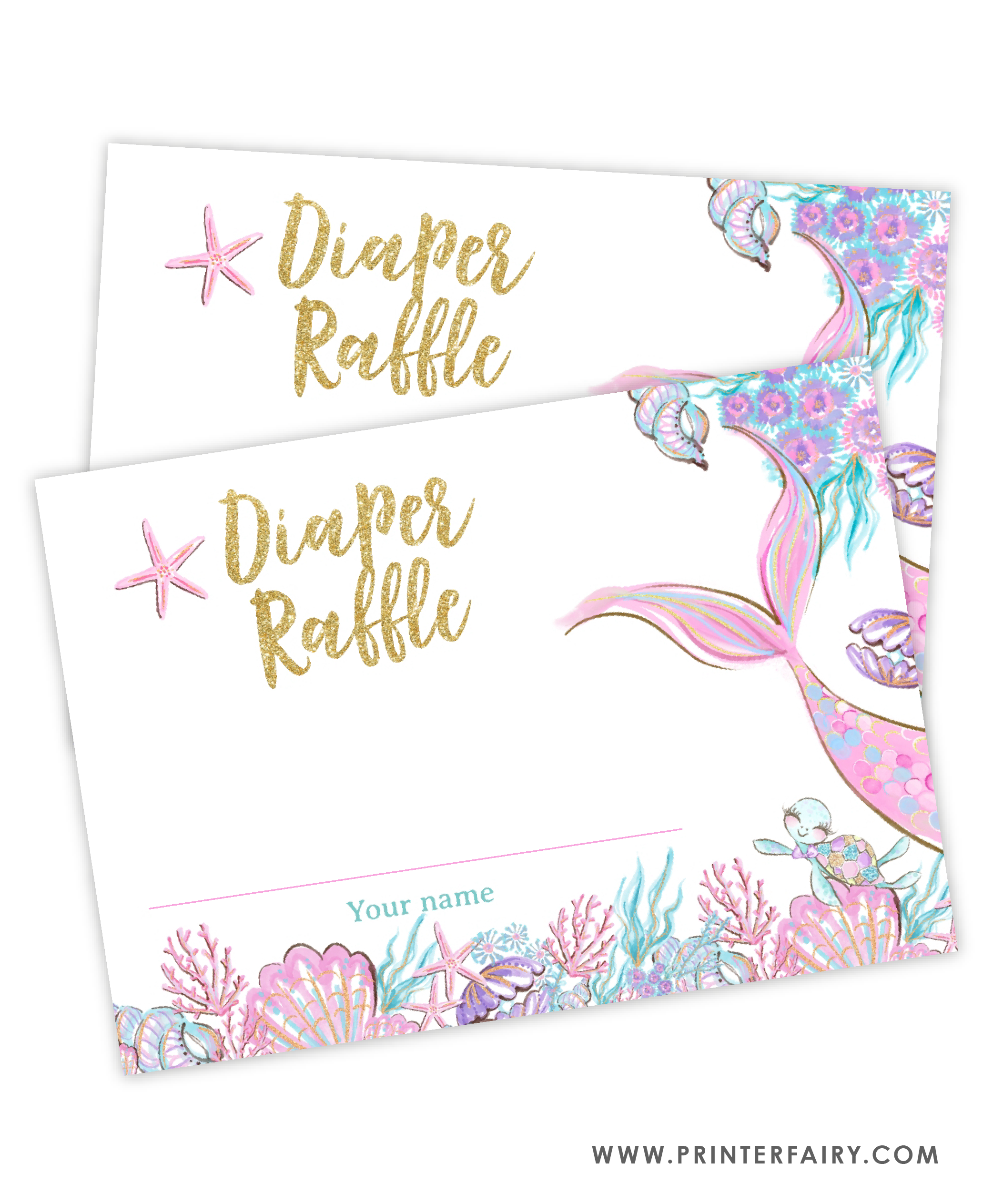 Mermaid Baby Shower Diaper Raffle