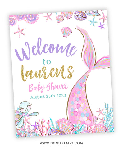 Mermaid Baby Shower Welcome Sign