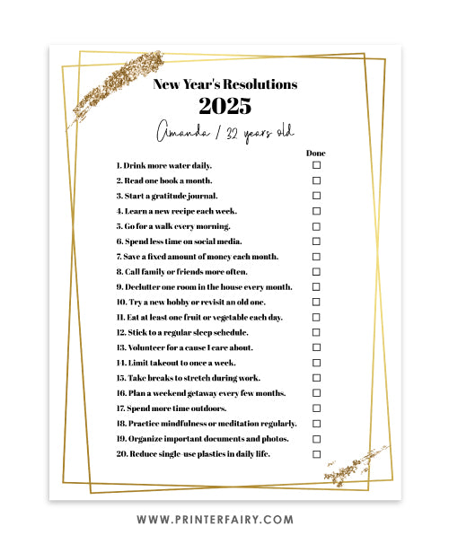 New Year Resolutions Template