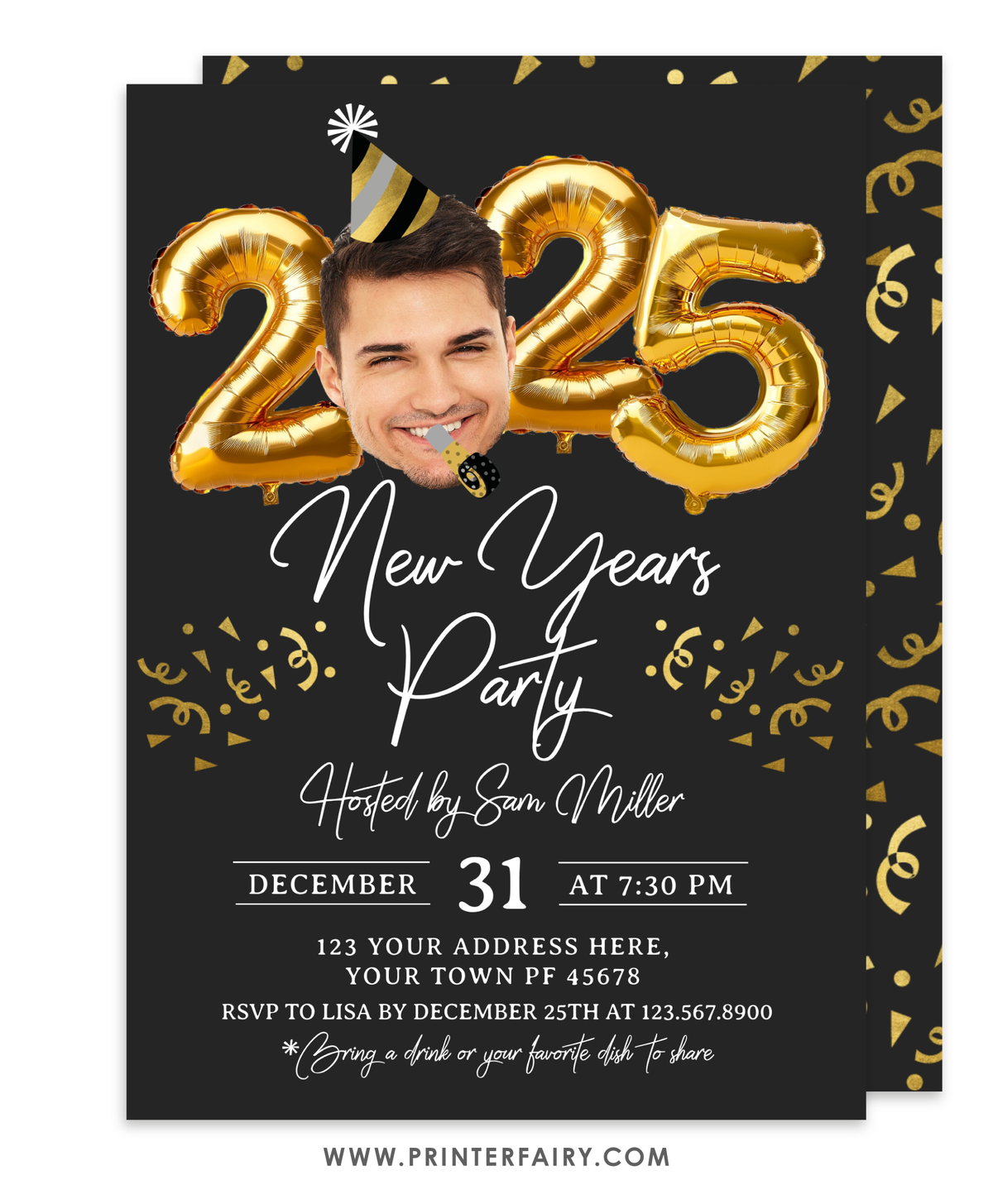 New Years Party Invitation with Photo