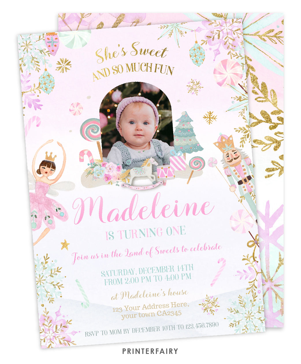 Nutcracker First Birthday Invite with Photo