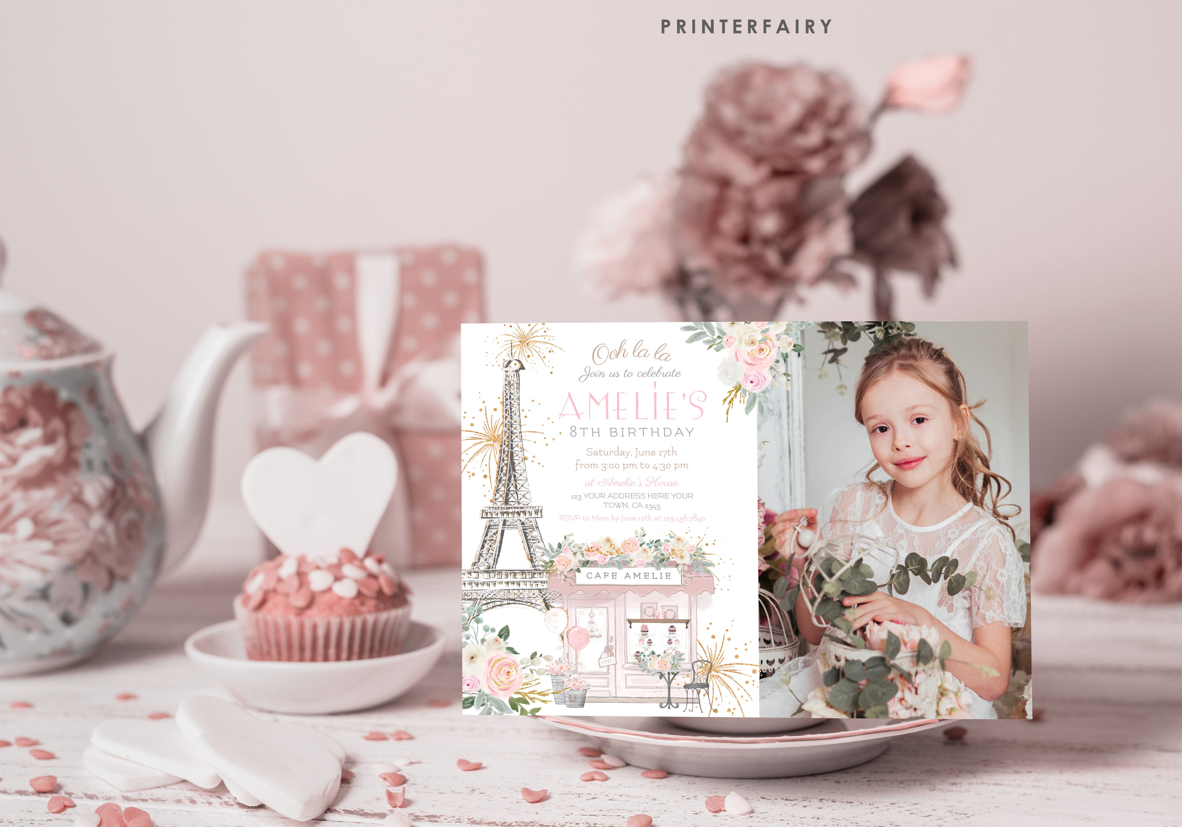 Paris Birthday Invitation with Photo