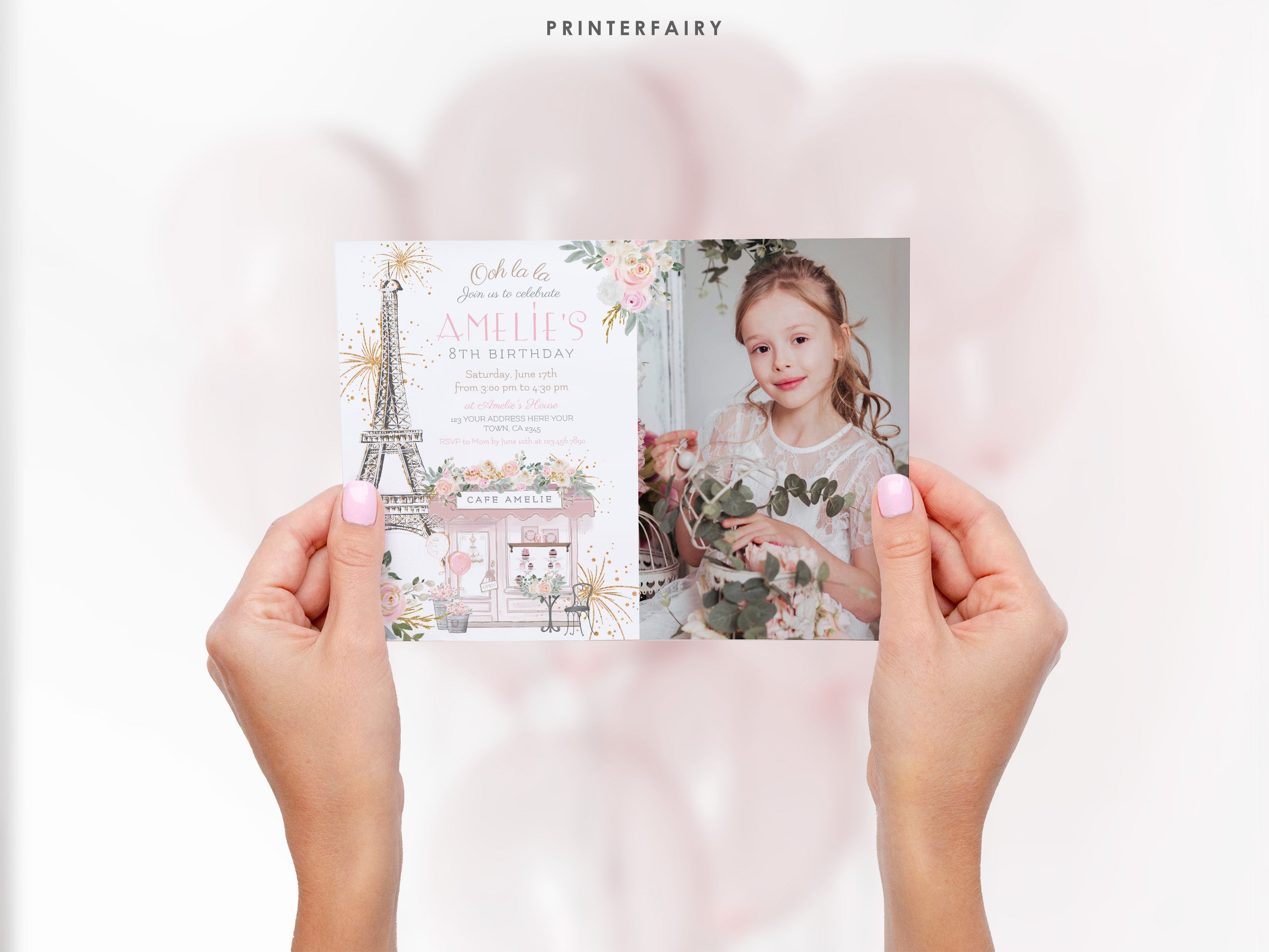 Paris Birthday Invitation with Photo