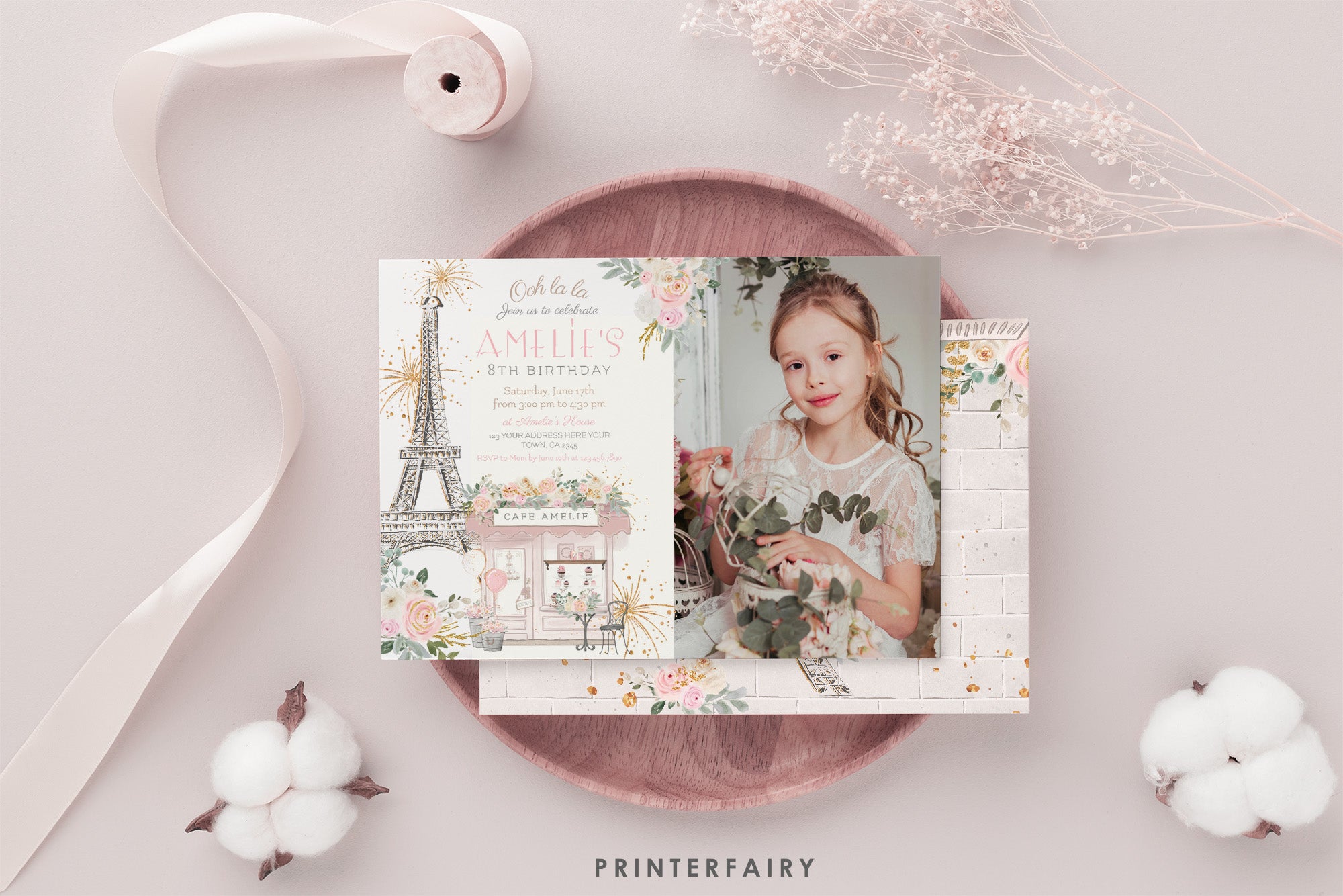 Paris Birthday Invitation with Photo