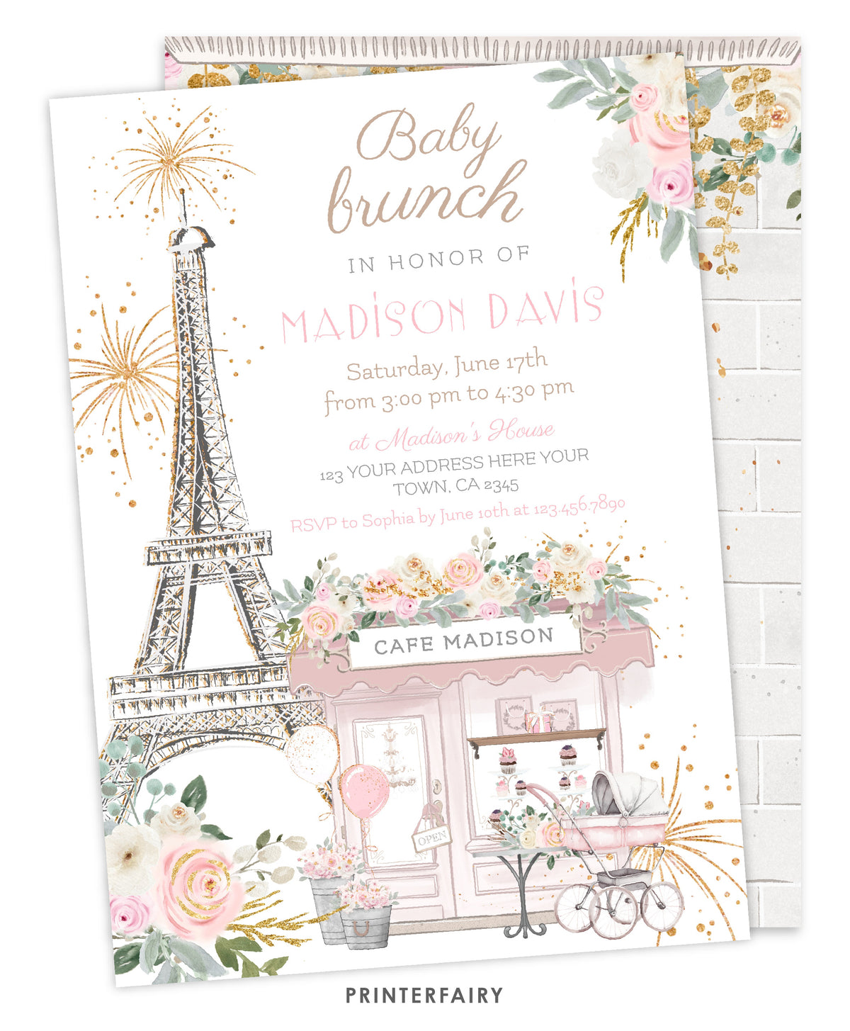 Paris Baby Brunch Shower Invitation