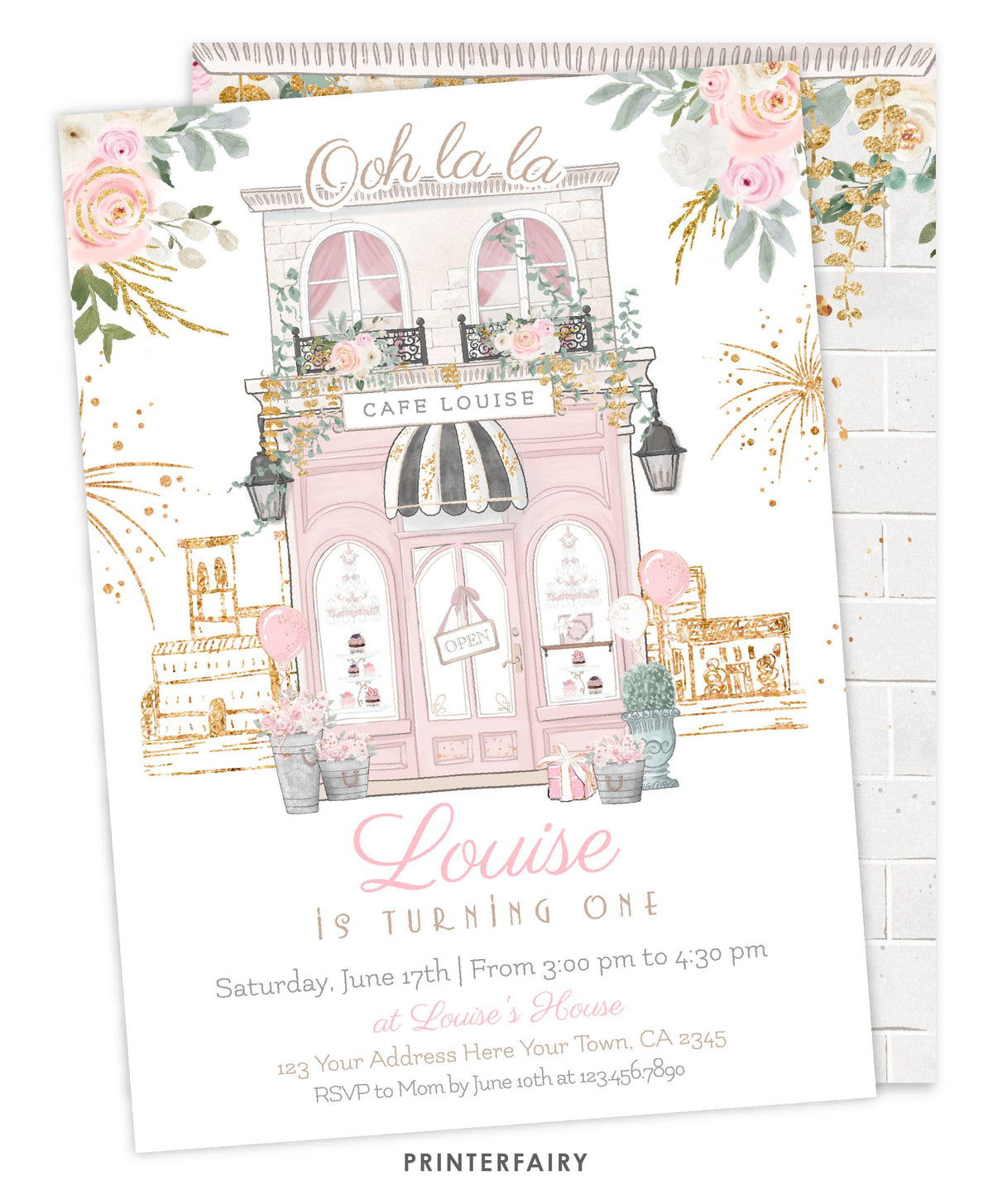 Paris 1st Birthday Invitation