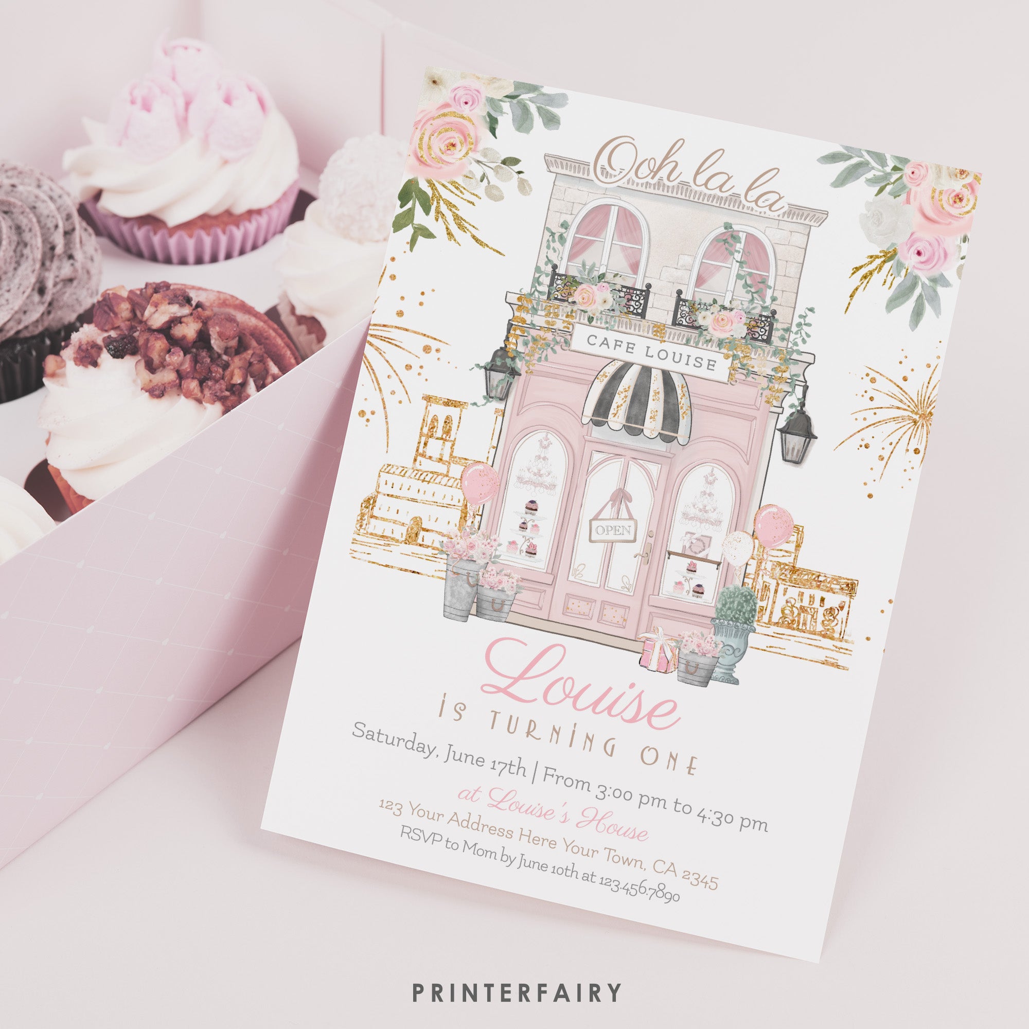 Paris 1st Birthday Invitation