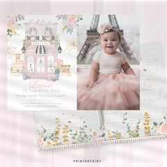 Paris 1st Birthday Invitation with Photo