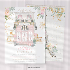 Paris 2nd Birthday Invitation