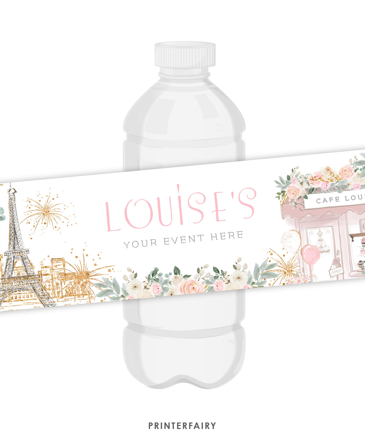Paris Water Bottle Label