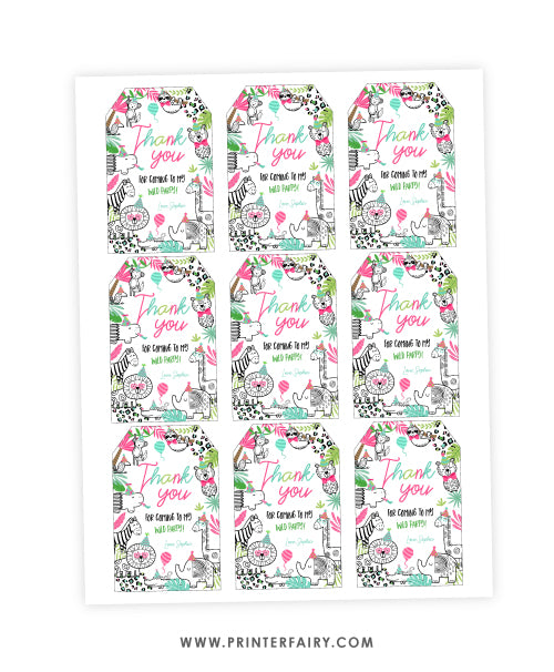 Party Animals Favor Tags