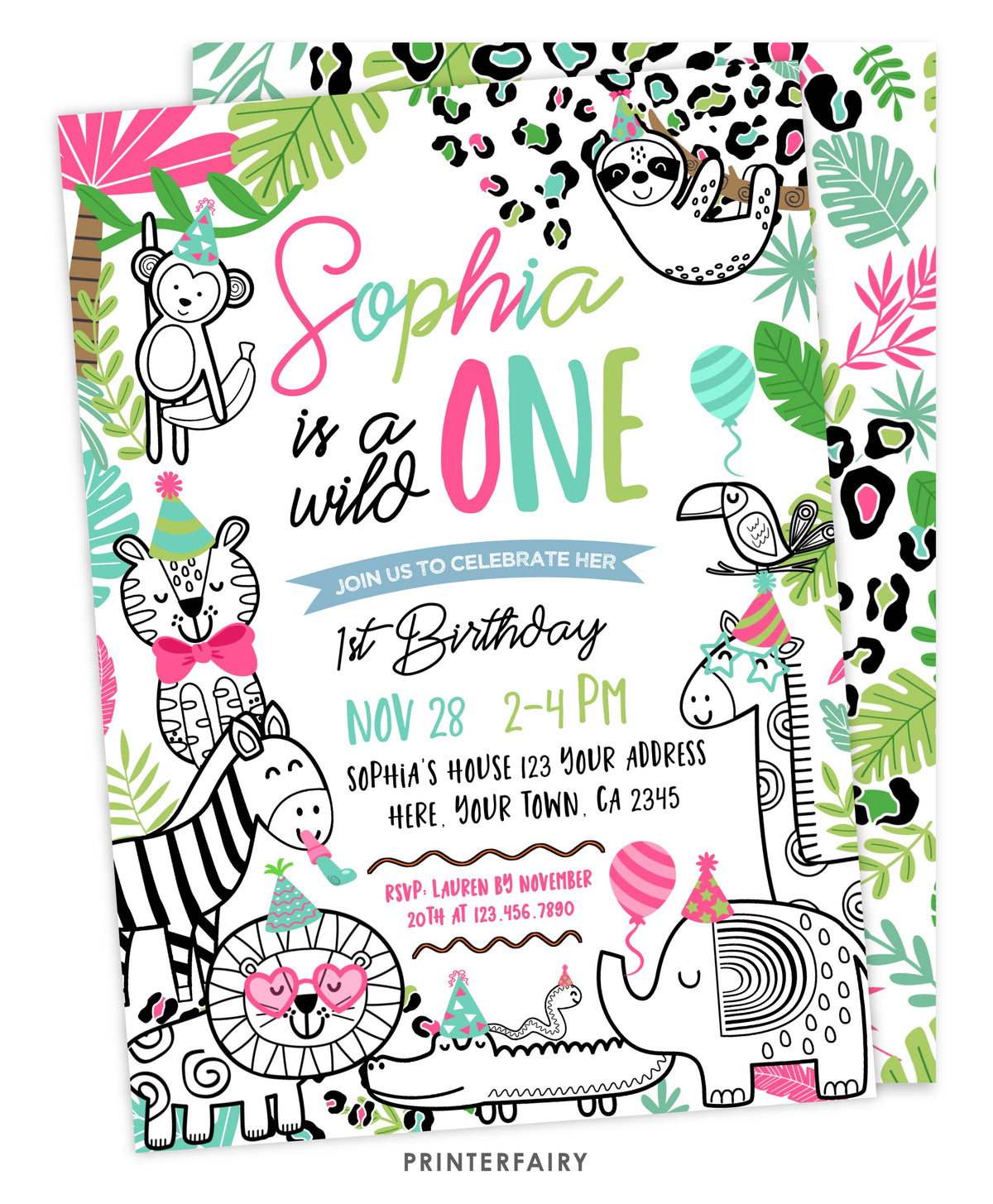 Wild One 1st Birthday Invitation