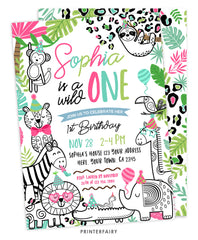 Wild One 1st Birthday Invitation