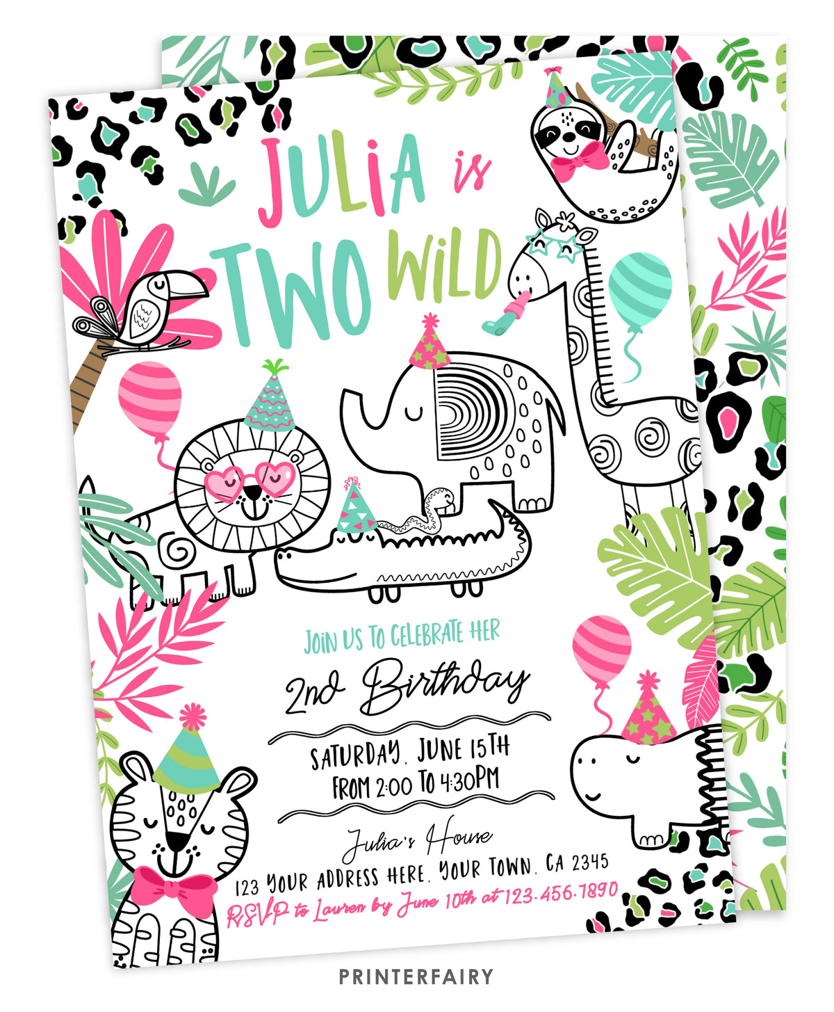 Wild One 2nd Birthday Invitation