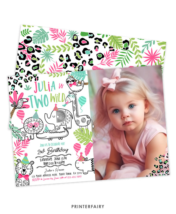 Wild One 2nd Birthday Invitation with Photo