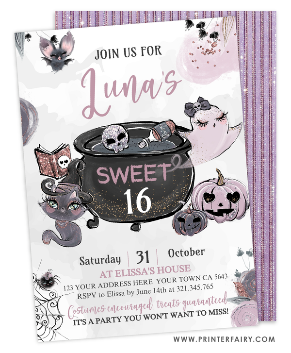 Halloween Sweet Sixteen Party Invitation