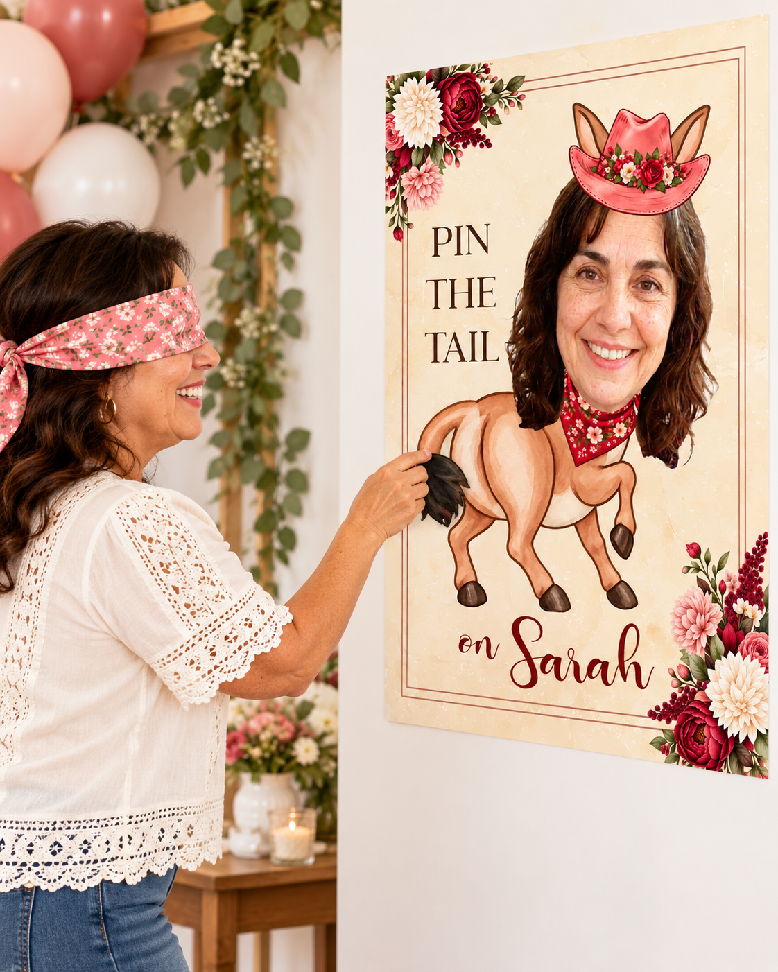 Custom Photo Pin the Tail on the Donkey Game – Cowgirl Western Party