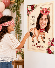 Custom Photo Pin the Tail on the Donkey Game – Cowgirl Western Party