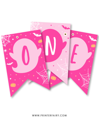 Pink Halloween First Birthday Banner