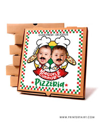 Pizza Box Label with Photo for Siblings