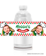 Pizza Party Water Bottle Label with Photo